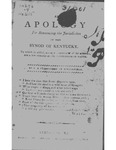 An Apology for Renouncing the Jurisdiction of the Synod of Kentucky. by Barton Warren Stone, Robert Marshall, John Thompson, John Dunlavy, and Richard McNemar