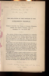 The Relations of the Church to the Colored People: Speech of the Rev. Dr. Tucker of Jackson Mississippi Before the Church Congress Held in Richmond Va. Oct. 24-27 1882.
